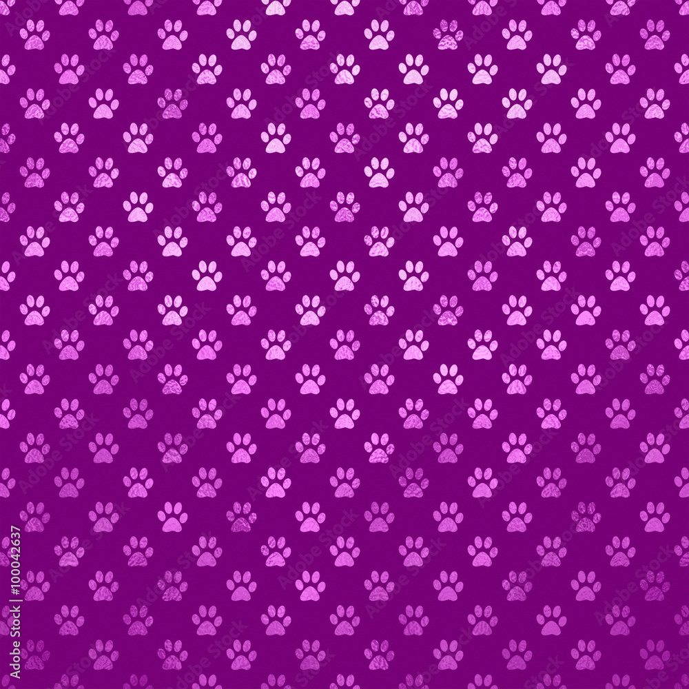 Pink Purple Dog Paw Metallic Foil Polka Dot Texture Background P