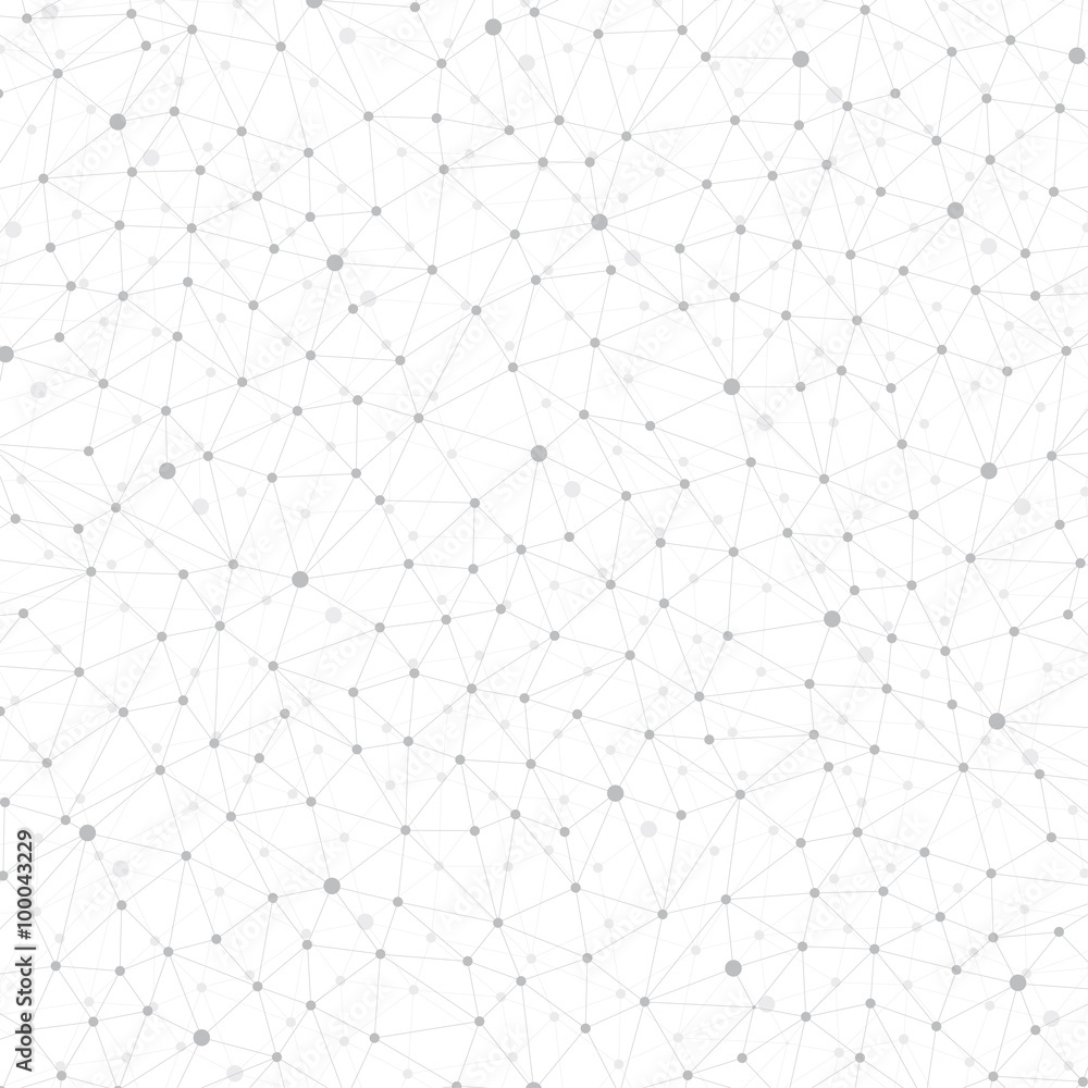 Geometric abstract background with connected line and dots for your design.  Vector illustration