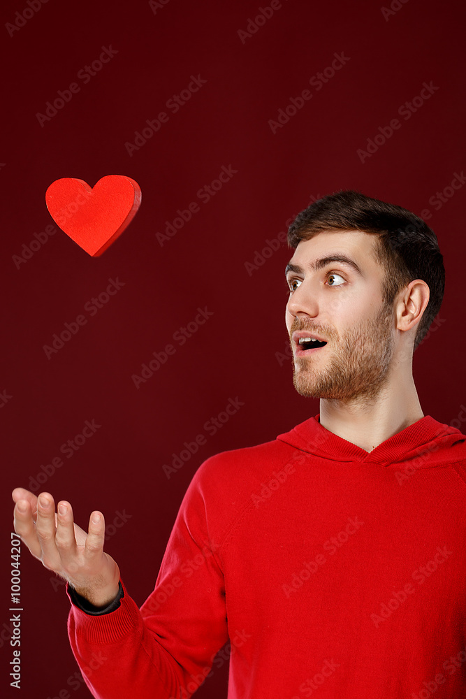 Funny Portrait Of Romantic man Dreaming Of A Love Funny Portrait Of Romantic man Dreaming Of A Love