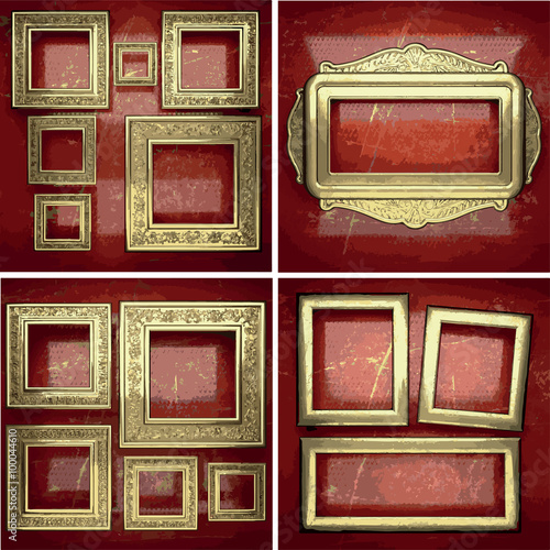 vector golden background painted in red