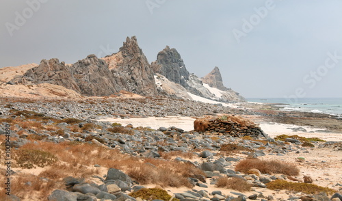Abd al Kuri island rocks and beach in Socotra archipelago