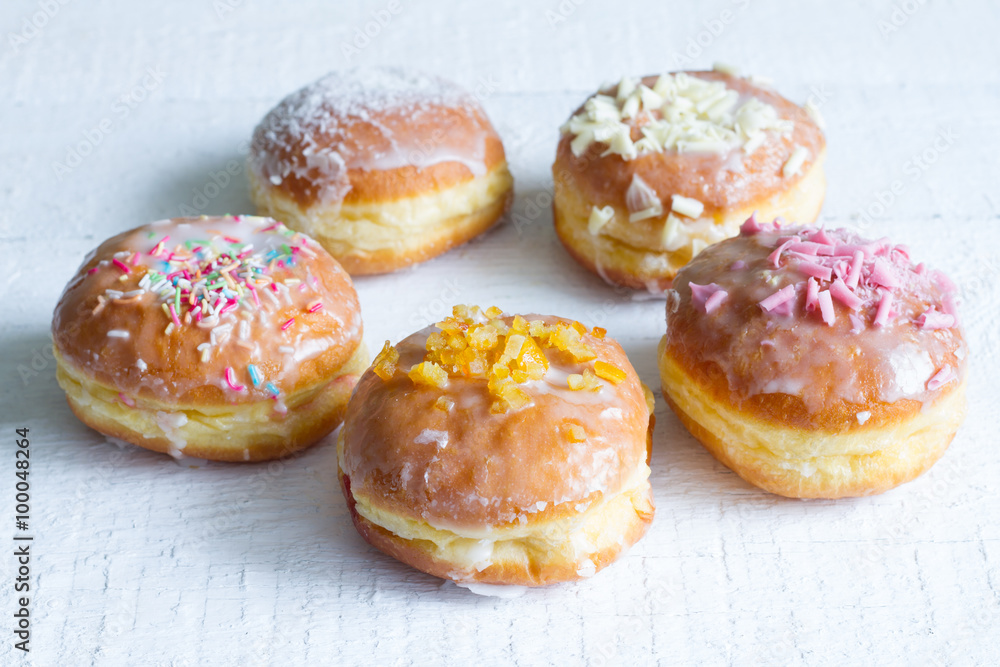 Traditional Polish donuts sweets closeup
