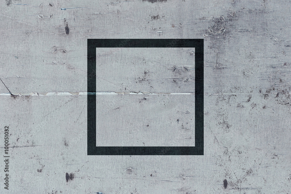 Black flat square on abstract stone background. Abstract psychedelic background.