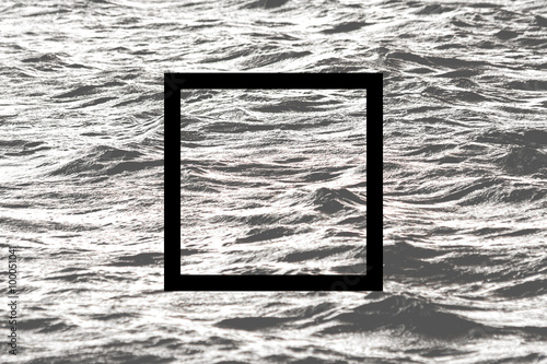 Obraz na płótnie Black flat square on abstract stone background. Abstract psychedelic background. w salonie