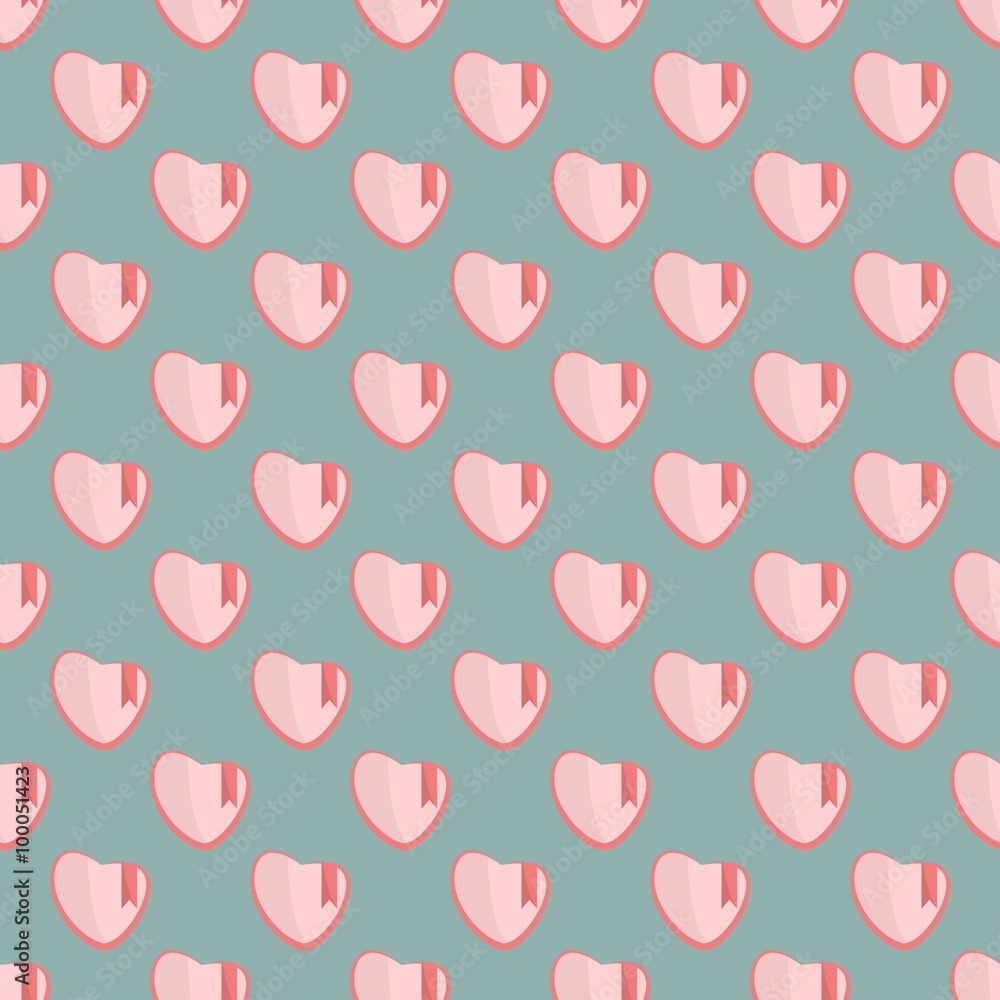 Beautiful hearts with a little ribbon. Seamless texture Beautiful hearts with a little ribbon. Seamless texture