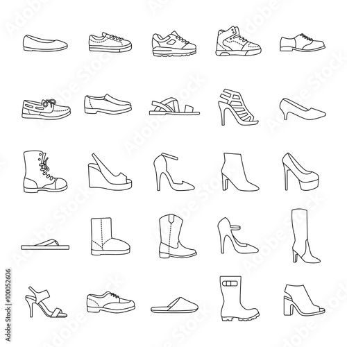 Shoes outlines vector icons