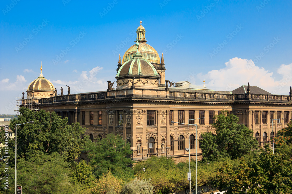 Back view of Historic Czech National Museum Building, Prague