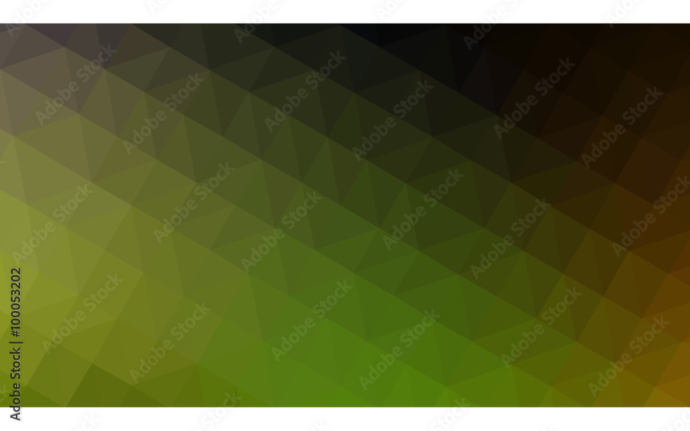 Multicolor dark green, yellow, orange polygonal design illustration, which consist of triangles and gradient in origami style.