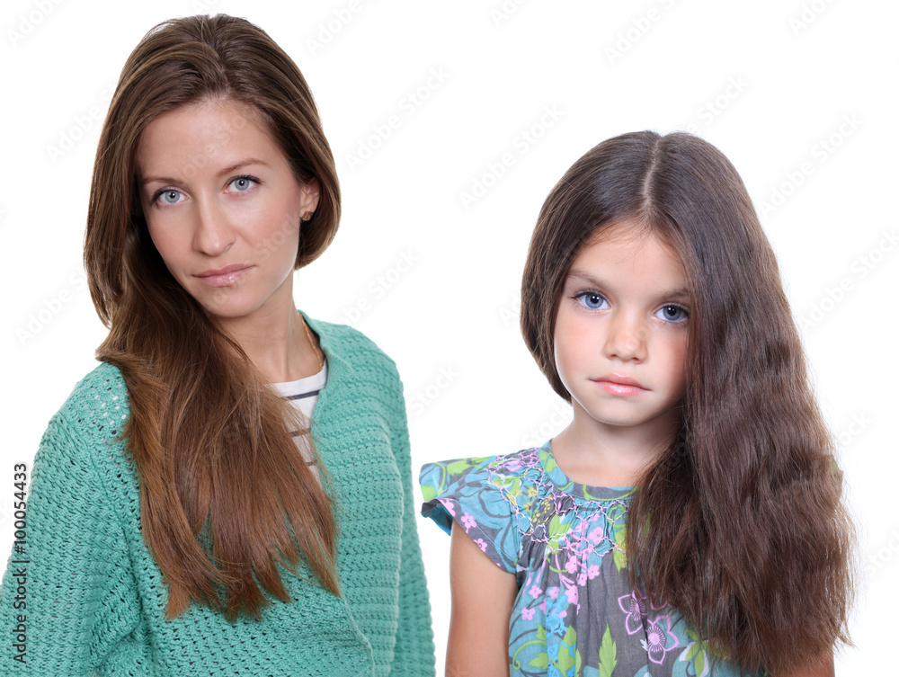 Beautifal little girl and happy mother