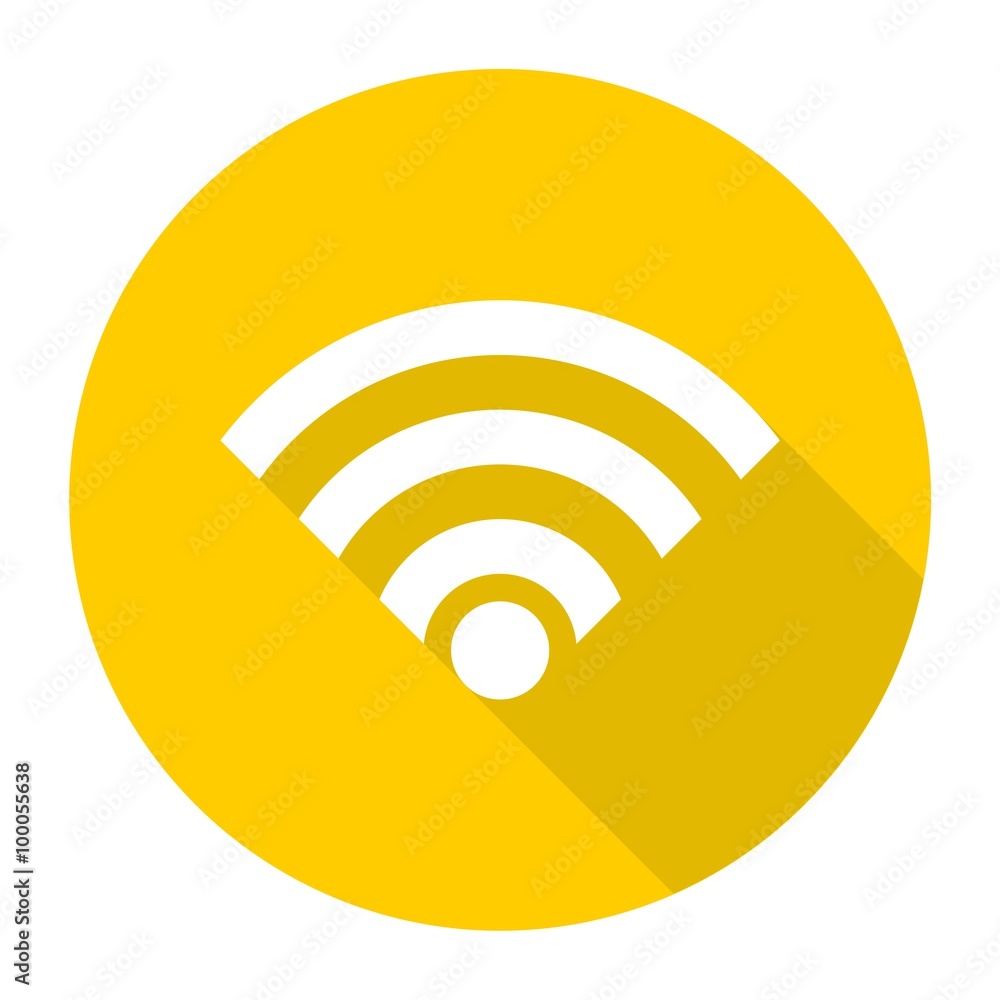 Wireless and wifi icon or sign with long shadow Wireless and wifi icon or sign with long shadow