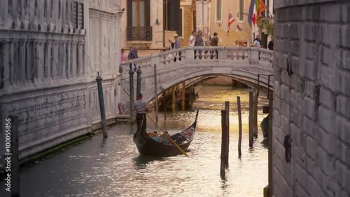 Gondola in the canal next to the Doge's Palace.