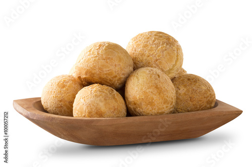 Brazilian cheese buns in white background.