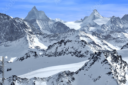 The Matterhorn in the Swiss Alps in winter