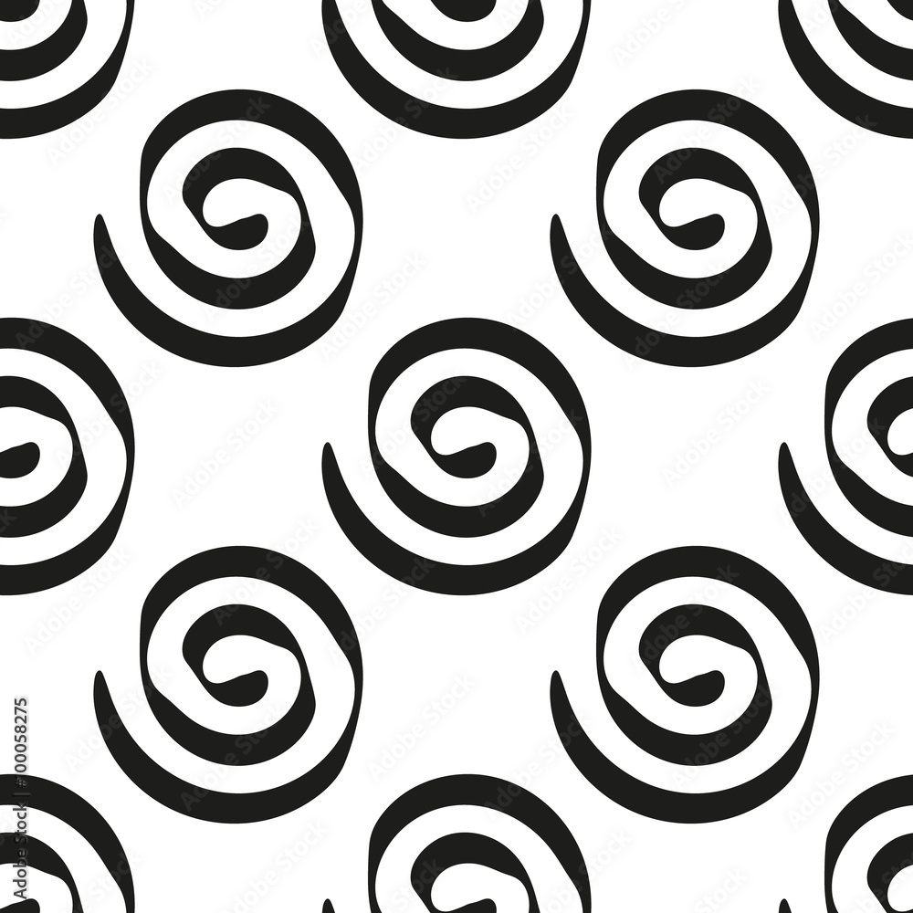 Seamless pattern with spiral curls. Vector repeating texture. 