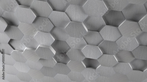 3D Hexagonal Metal Tile Background