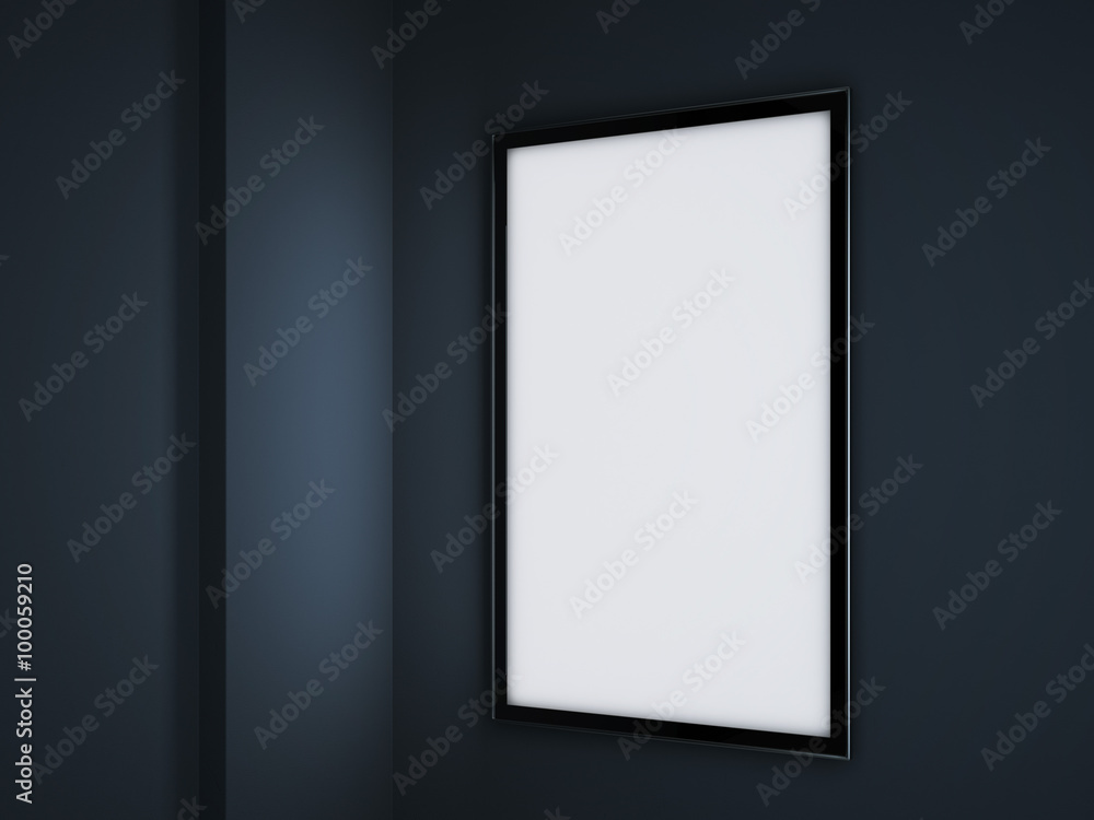 Light softbox in the dark interior. 3d rendering Light softbox in the dark interior. 3d rendering
