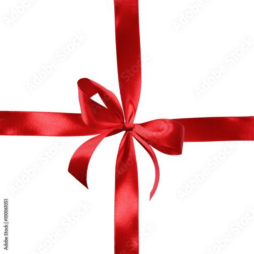 Red satin gift bow