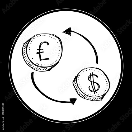 Simple doodle of a money transfer