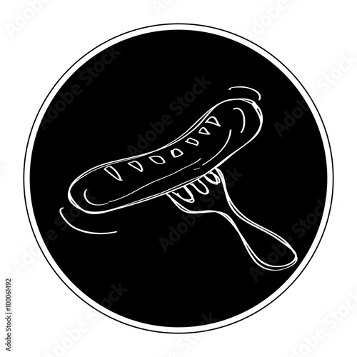 Simple doodle of a sausage on a fork