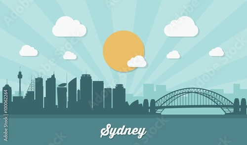 Sydney skyline - flat design photo