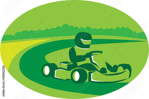 Go Kart Racing Oval Retro