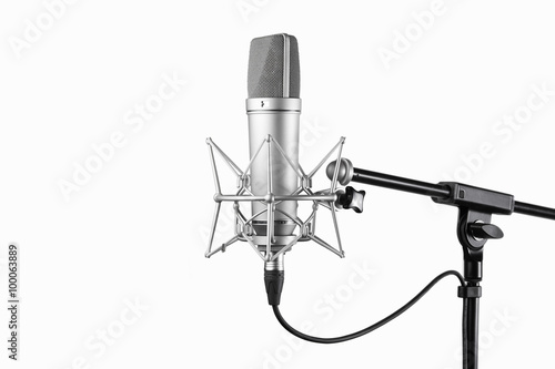 Shot of condenser studio microphone isolated on a white background