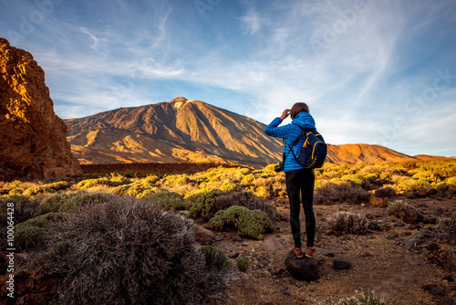 Female traveler in Teide park