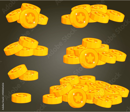 Set Of Coin Piles For UI