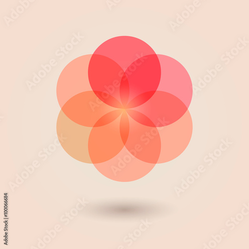 Red Flower of Life.Vector illustration