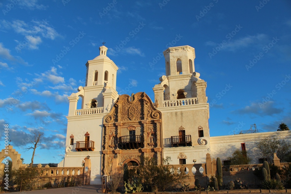 San Xavier Mission. A historical religious landmark in Tucson, AZ.