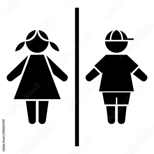 Icon pictogram children boy and girl genders