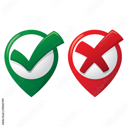 Icon pin button sure, wrong, okay, yes, no,