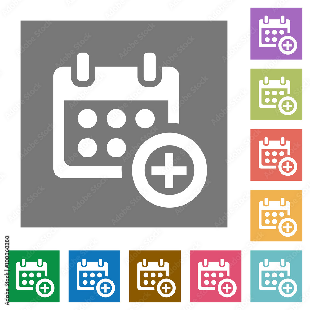 Calendar add square flat icons Calendar add square flat icons