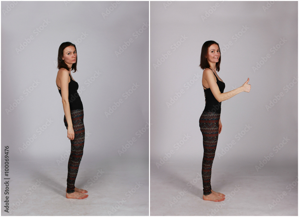 an example of good and poor posture, straight and bent spin - collage ...