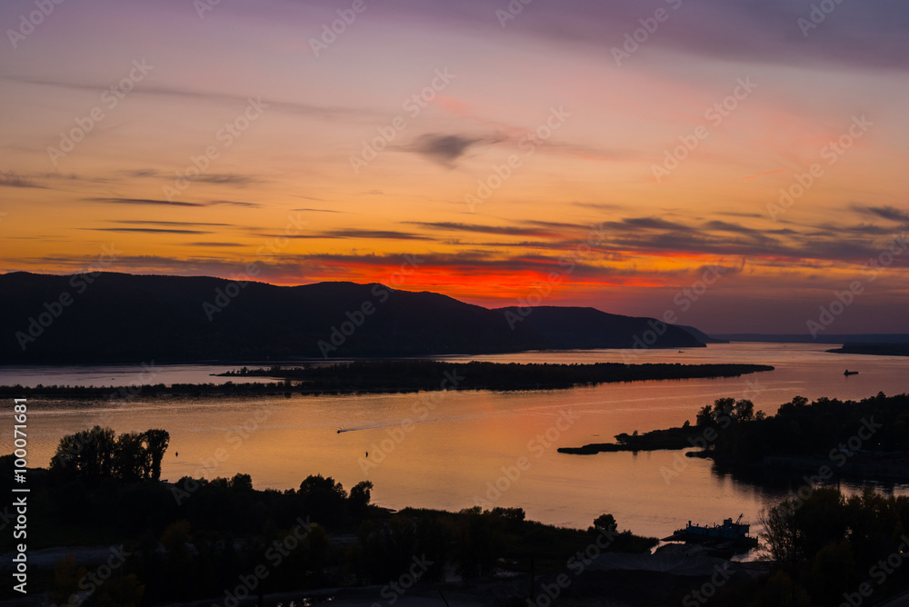Volga river at dawn