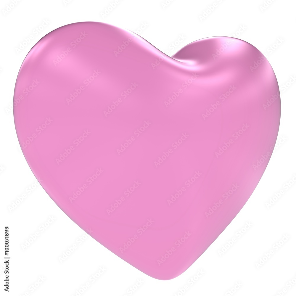 Fototapeta premium Shiny Pink Valentines's Heart Symbol Isolated on White Backgroun