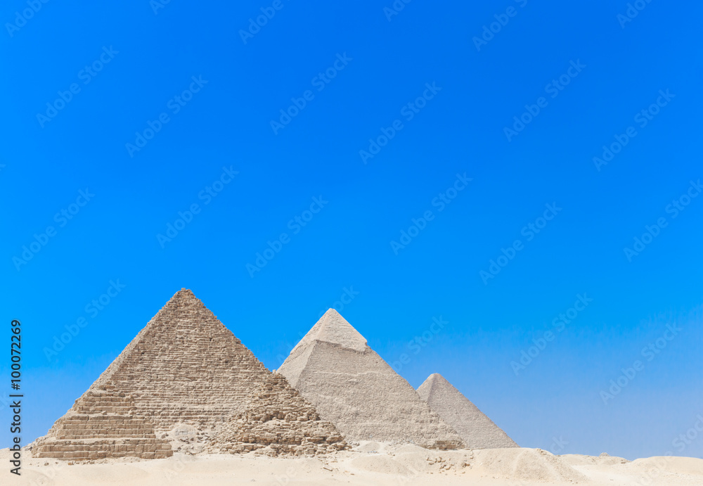 pyramids with a beautiful sky of Giza in Cairo, Egypt.