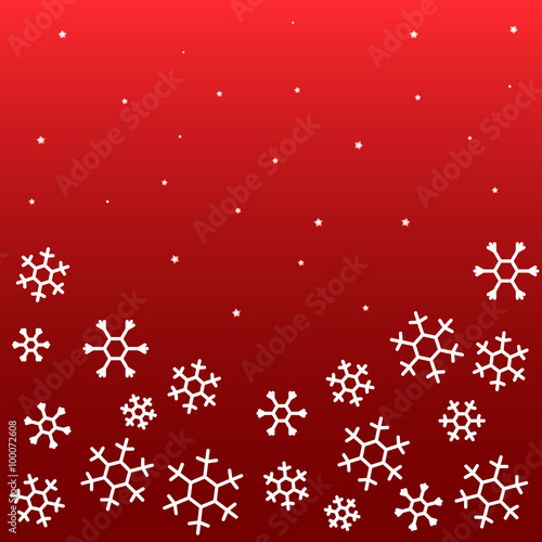 White flakes on red background