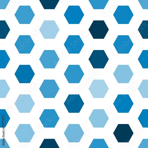 Blue geometric hexagon seamless pattern