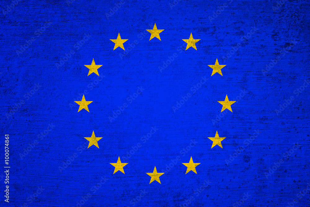 Aged old textured Europe Union flag. Grunge filter effect used.