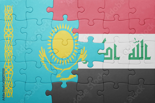 puzzle with the national flag of kazakhstan and iraq © luzitanija
