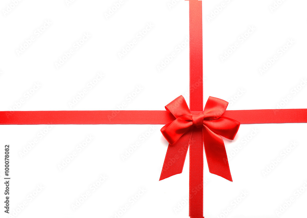red bow and ribbons, isolated on white red bow and ribbons, isolated on white