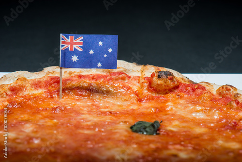 Margherita pizza with Australian flag
