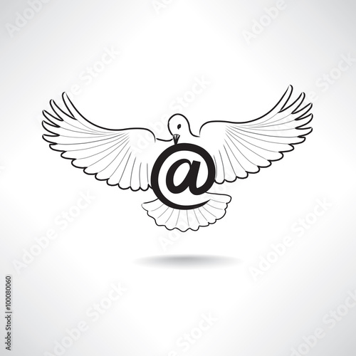 Mail icon. E-mail symbol with post dove. © Terriana