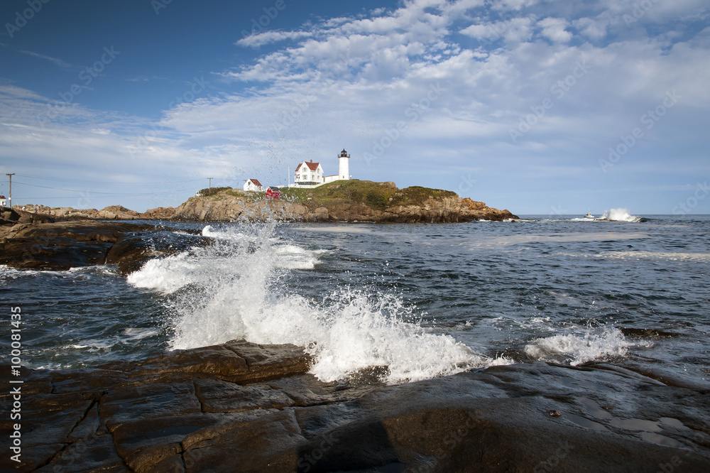 Slippery Rocks By Nubble Lighthouse in Maine