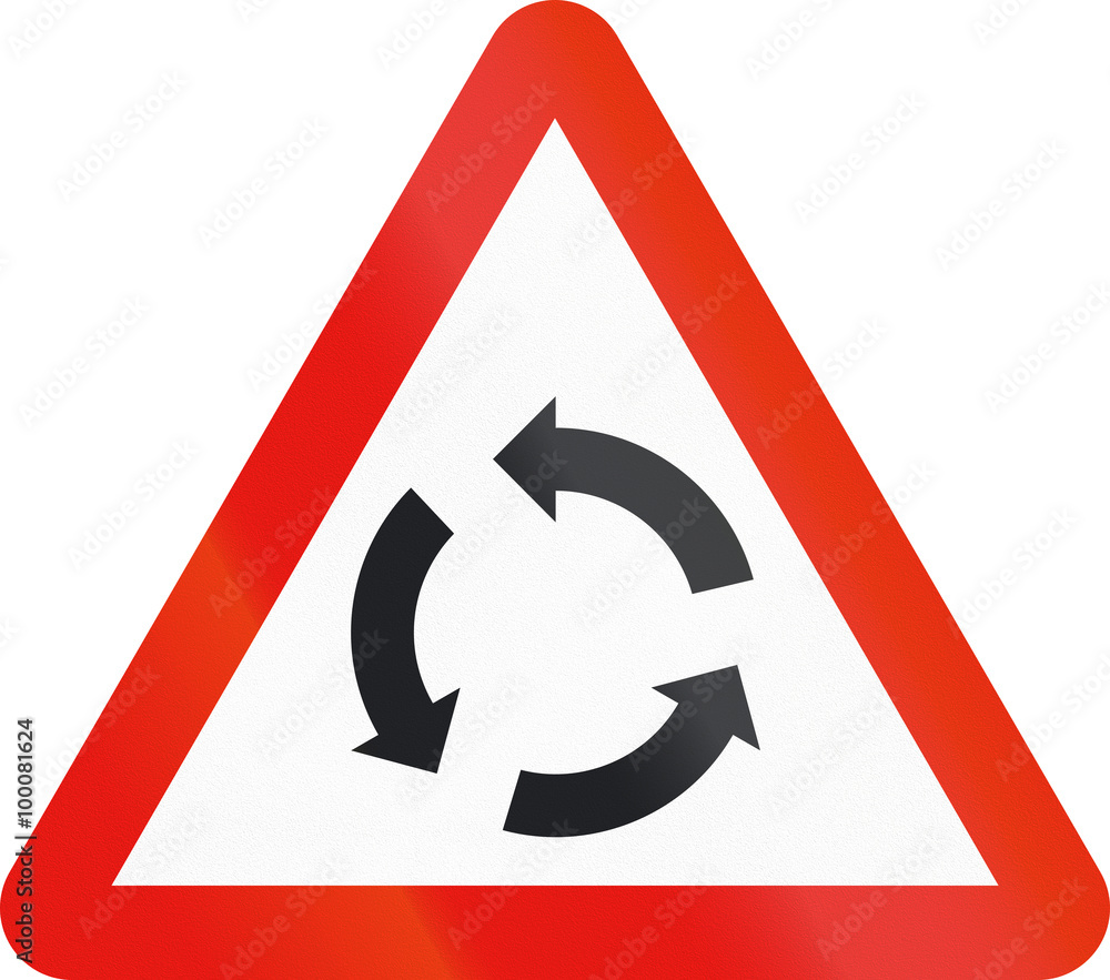 Road sign used in Spain - Intersection with roundabout Road sign used in Spain - Intersection with roundabout