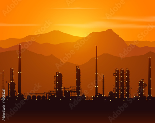 Silhouette of oil refinery or chemical plant 