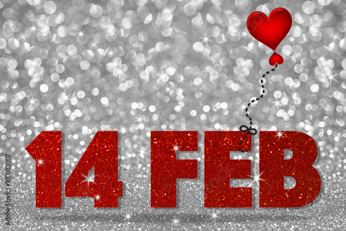 14 FEB word with heart ball...