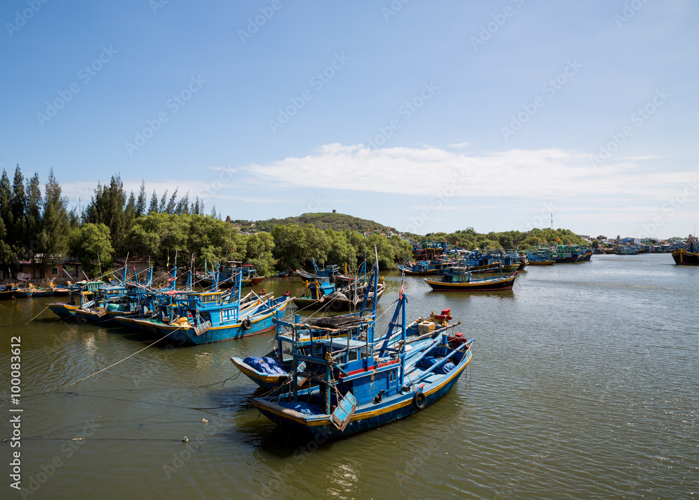 Fischerboote in Phan Thiết in Vietnam