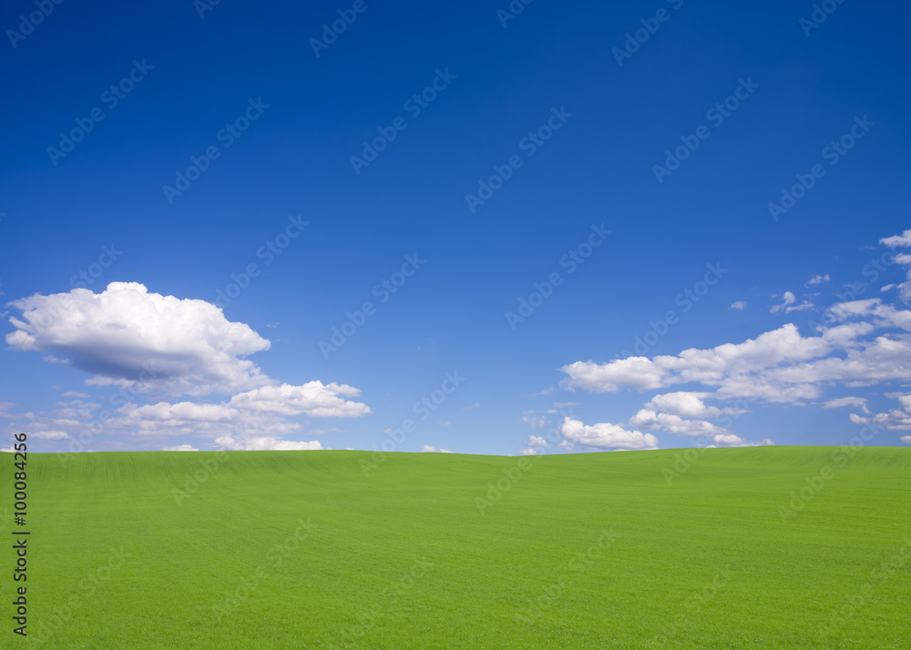 Green hill and clouds Green hill and clouds